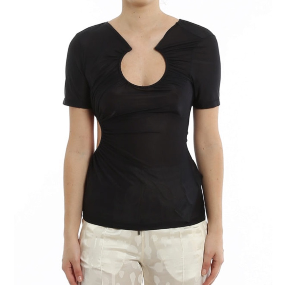 OFF-WHITE Swiss Cheese semi sheer top